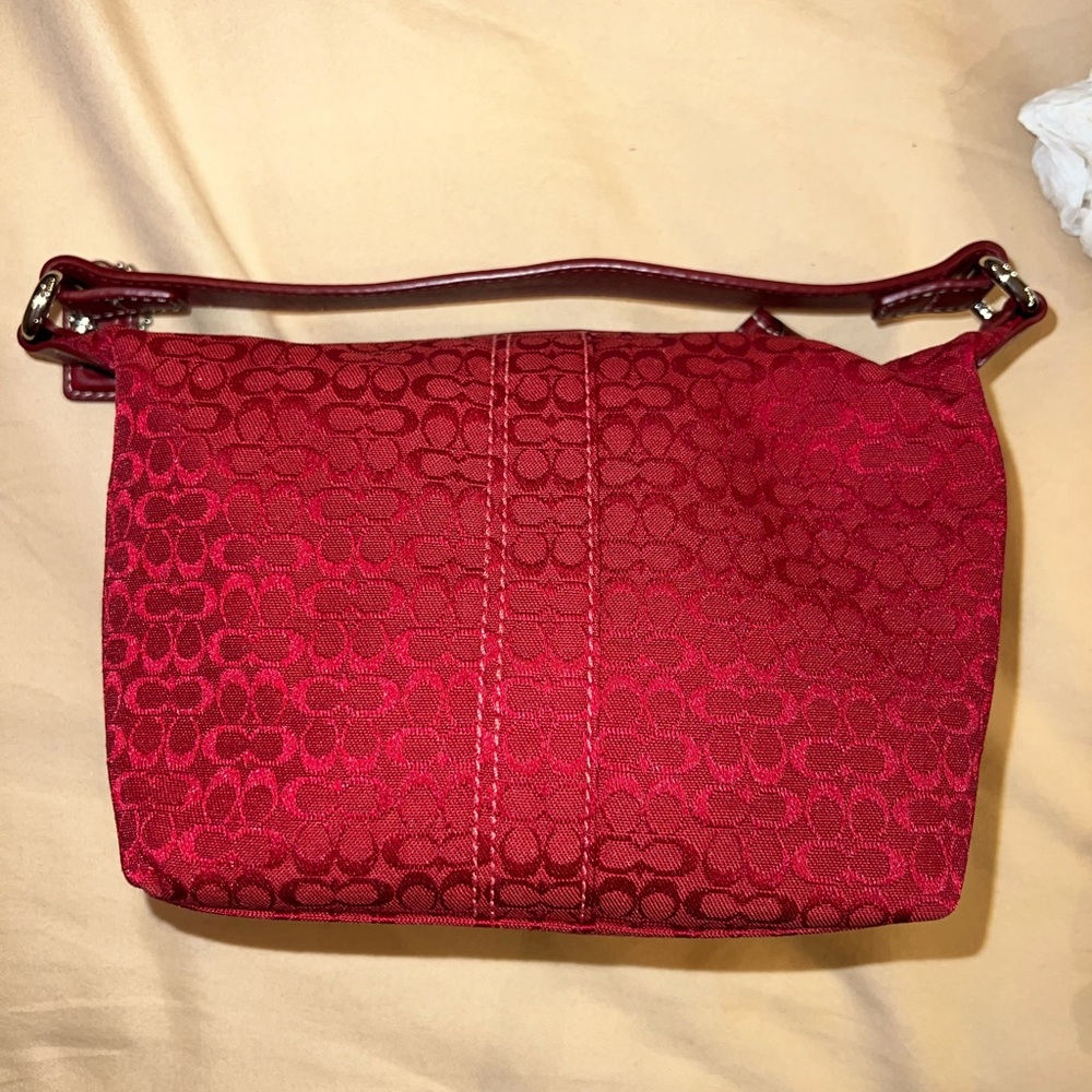 Barley used red coach bag comes with mini wallet (pictured) and scarf for bag